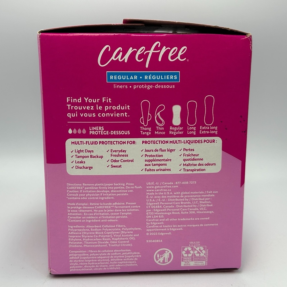 Carefree Panty Liners for Women Regular Unwrapped Unscented Pads 120 Count NEW